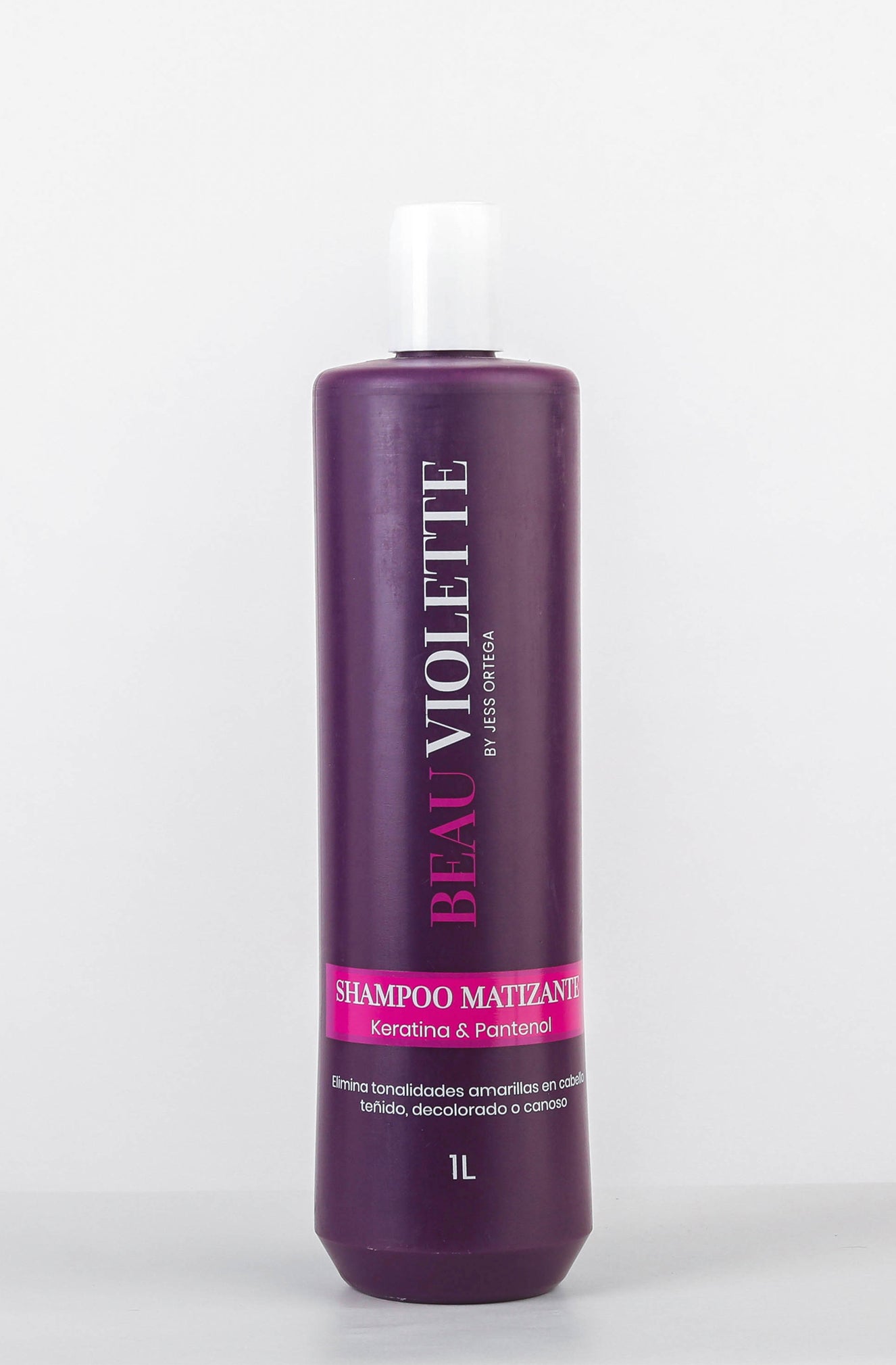 Shampoo matizador Beau Violette 1 litro para cabellos rubios, grises y canosos, con queratina y aceite de argán